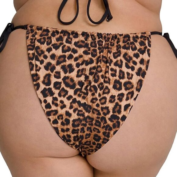 NWT GOOD AMERICAN Tanga Reversible Hi-Hi String Bikini Bottoms Black Leopard S - Picture 6 of 10